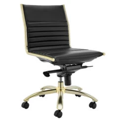 Darby Low Back Office Chair - Black/Brushed Gold