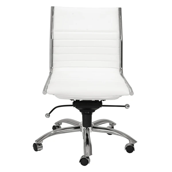 Darby Low Back Desk Chair - White/Chrome - Image 2