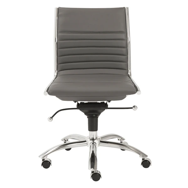 Darby Low Back Office Chair - Grey/Chrome - Image 2