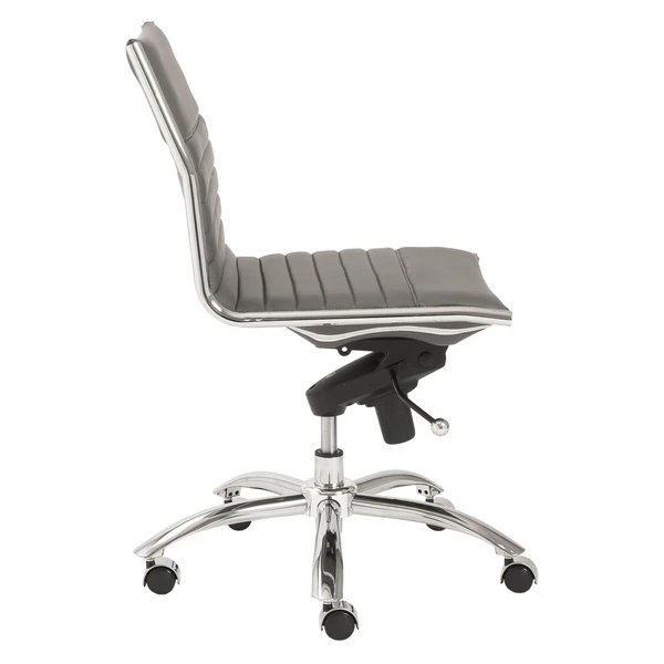 Darby Low Back Office Chair - Grey/Chrome - Image 3