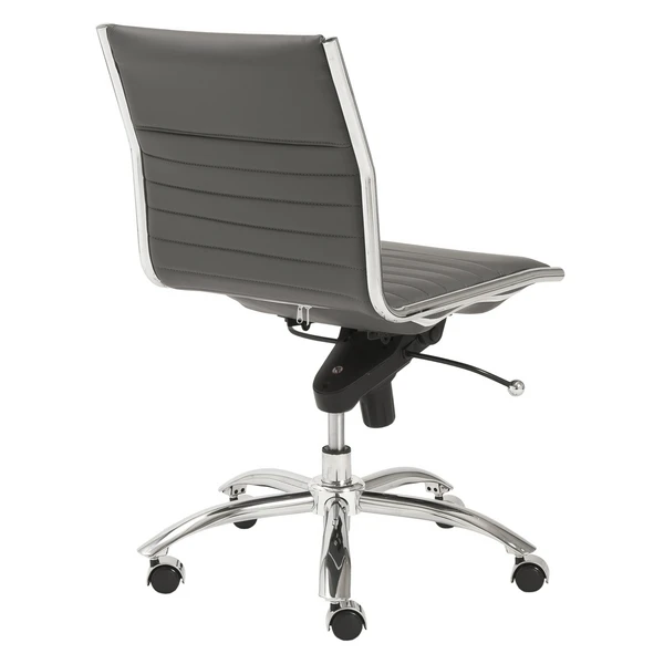 Darby Low Back Office Chair - Grey/Chrome - Image 4