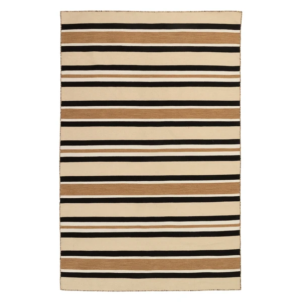 Variagated Stripe Outdoor Rug - Black