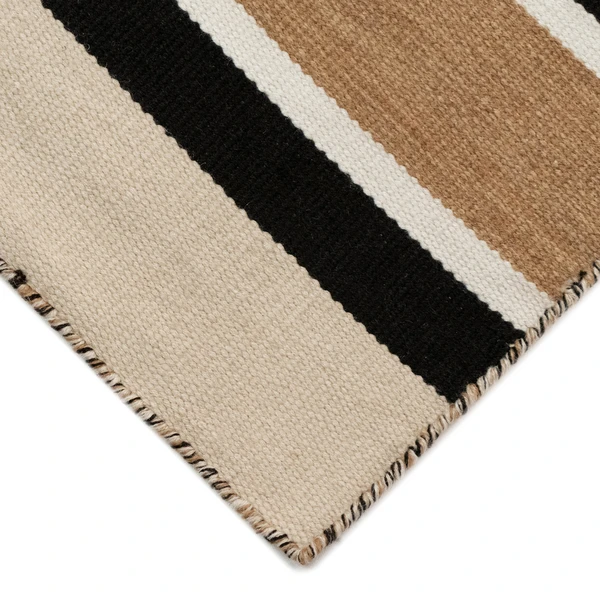 Variagated Stripe Outdoor Rug - Black - Image 2