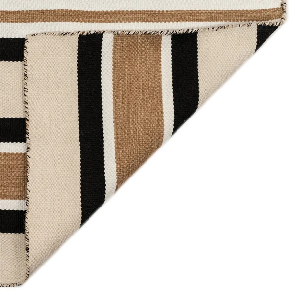 Variagated Stripe Outdoor Rug - Black - Image 3